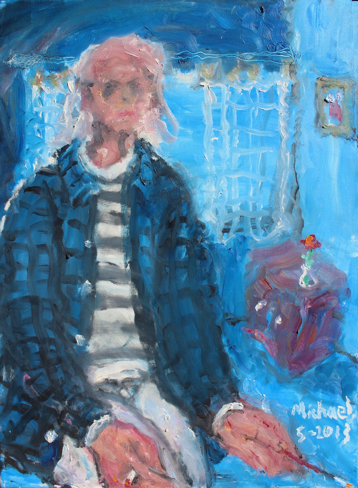 Michael Sarjeant - Self portrait with plaid shirt